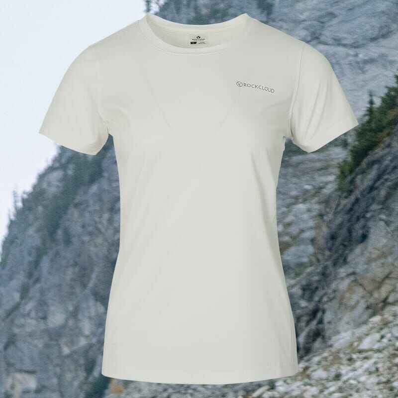 岩云RockCloud户外运动跑步健身沙滩自驾游舒适透气百搭女士T恤 珍珠白 YS400095