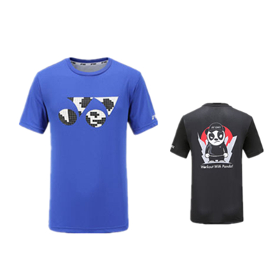 尤尼克斯YONEX羽毛球服 115150BCR男款短袖运动T恤 卡通熊猫，林丹加油服