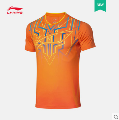 李宁乒乓球服T恤短袖上衣 AAYQ051-4 男款运动比赛服 焰橙色