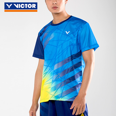胜利VICTOR羽毛球服 T-75005M 中性款 春夏短袖T恤 夏威夷蓝