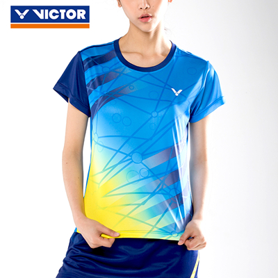 胜利VICTOR羽毛球服 T-76005M 女款 春夏短袖T恤 夏威夷蓝