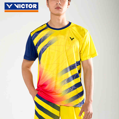 胜利VICTOR羽毛球服 T-75005E 中性款 春夏短袖T恤 明黄色