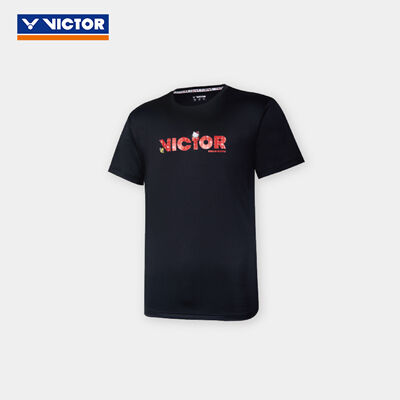 胜利VICTOR羽毛球服 T-KTC 黑色 短袖T恤 凯蒂猫联名运动衫 HELLO KITTY纪念限量系列