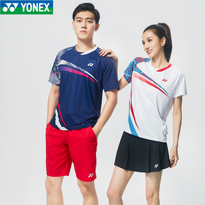 尤尼克斯YONEX羽毛球服 110181BCR 男款 比赛训练短袖 透气速干运动上衣 白/藏青双色可选