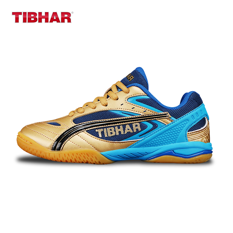 TIBHAR挺拔 02118 蓝金色 飞虹乒乓球运动鞋 支持侧向移动、即停即转