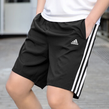 adidas阿迪达斯 男款运动五分裤休闲健身跑步训练透气宽松梭织短裤FT2838
