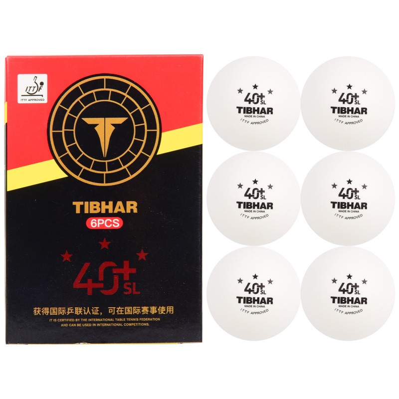 TIBHAR挺拔 三星40+ 无缝比赛乒乓球，3星球无缝白色(6颗装)