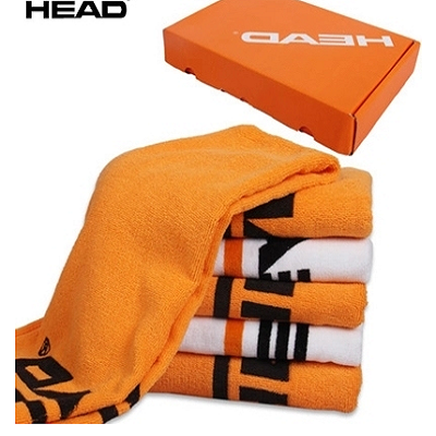 海德HEAD运动毛巾 羽毛球篮球乒乓球网球 全棉大毛巾 橘色单条礼盒装