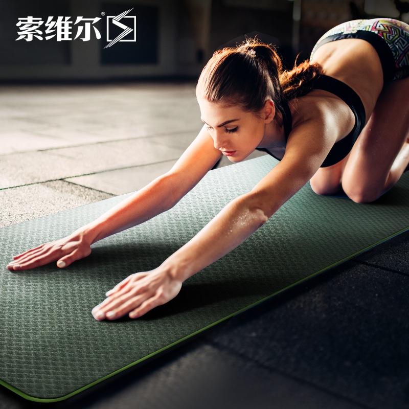 索维尔TPE瑜伽垫SW-Y366 环保防滑加宽加厚6mm健身垫(183cmX61cm）