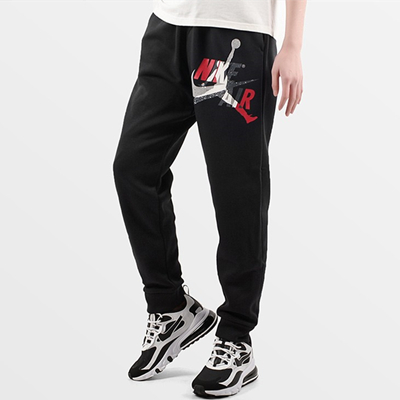 NIKE耐克男裤AIR JORDAN针织训练运动休闲裤加绒长裤黑色logo印花 CU1559-010