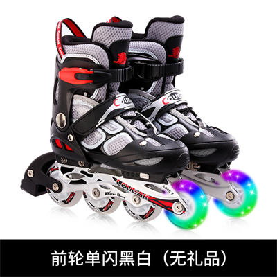 美洲狮（COUGAR）儿童单排轮滑鞋可调尺码休闲轮滑鞋滑冰鞋 MZS835LSG水立方单闪单鞋 黑白色