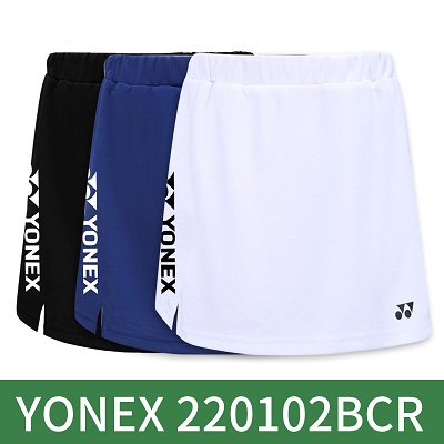 YONEX尤尼克斯运动短裙 女士羽毛球网球健身裤裙220102BCR 速干透气 白色/黑色/藏青