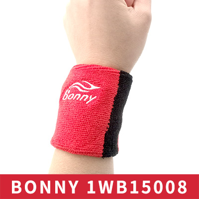 BONNY波力双色护腕 单只装 运动护腕毛巾型羽毛球网球健身跑步擦汗 1WB15008 红黑