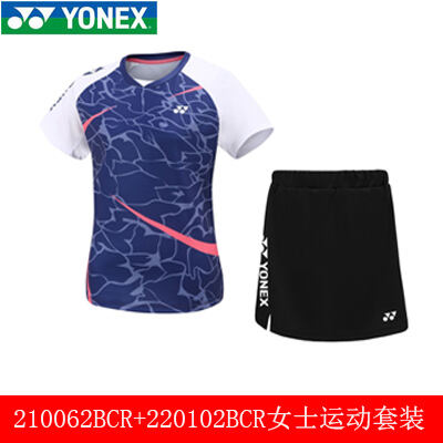 YONEX尤尼克斯羽毛球服套装 女子运动套装 款女士速干套装 210062BCR+220102BCR 藏青黑套装