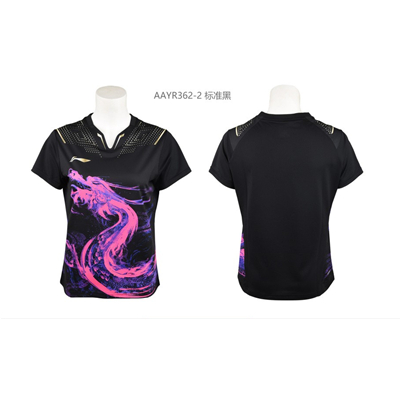 李宁 乒乓运动服 2021新品女子乒乓系列运动服比赛短袖POLO衫 AAYR362-2 黑色  