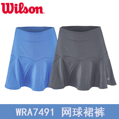 Wilon威尔胜网球裙 网球短裙运动短裙女子裙裤透气干爽 WRA7491 蓝色/灰色