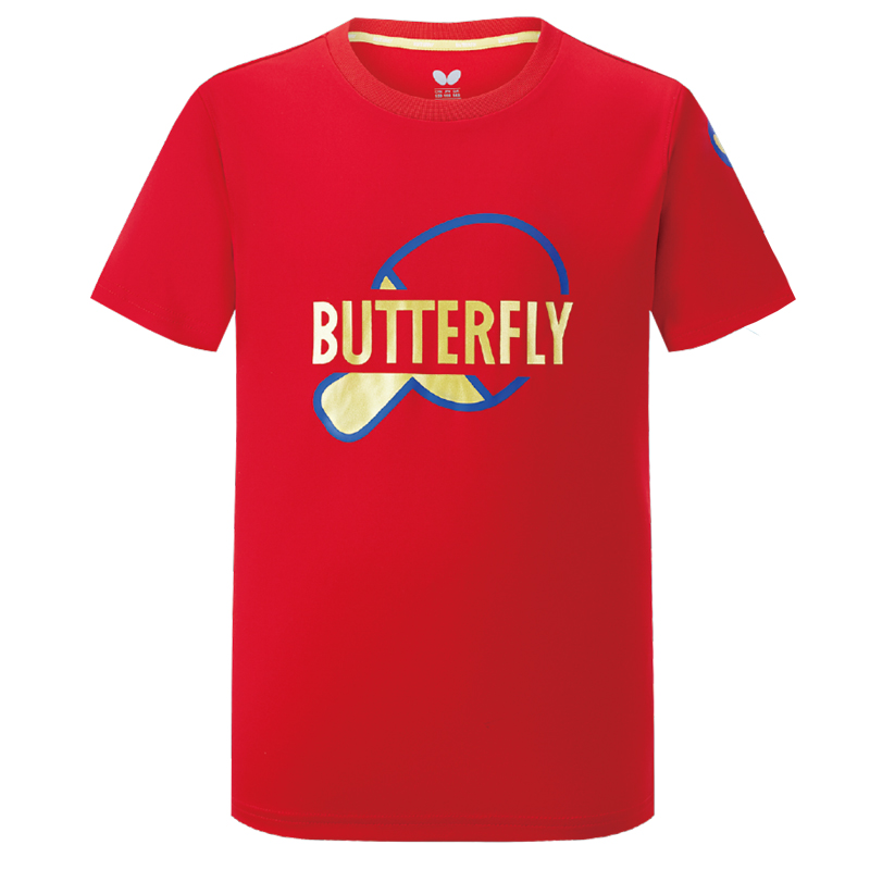 蝴蝶Butterfly 儿童圆领衫 CHD-806-01 儿童乒乓球服运动服 亲子款少儿系列 红色