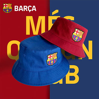 巴塞罗那俱乐部商品 情侣双面渔夫帽经典潮流巴萨周边足球迷 红色