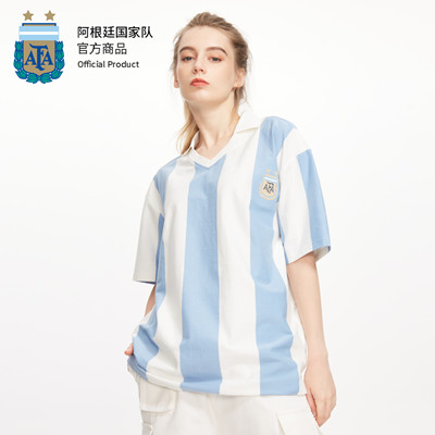 阿根廷新蓝白polo衫球衣T恤 阿根廷国家队官方商品 男女通用新蓝白polo衫球衣T恤梅西足球迷 ASPAFA21SHT004