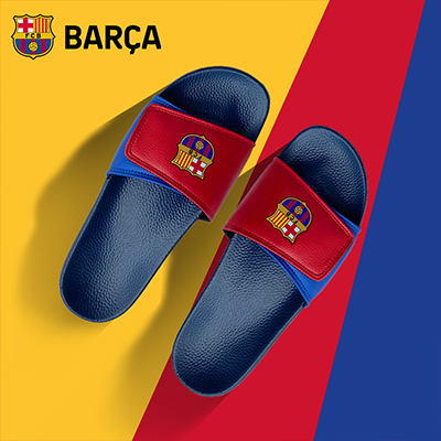 巴塞罗那俱乐部商品 巴萨拖鞋球迷一字拖 足球周边