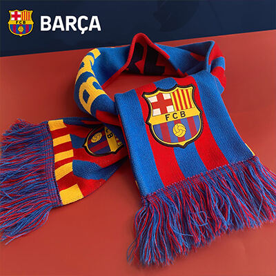 巴塞罗那俱乐部商品 巴萨周边球迷围巾比赛加油助威足球礼物 红蓝款