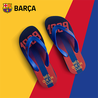 巴塞罗那官方商品 巴萨新款红蓝运动人字拖足球迷礼物新拖鞋