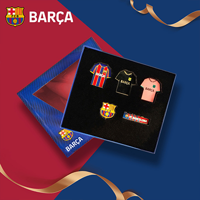 巴塞罗那俱乐部官方商品 巴萨新款徽章礼盒足球迷胸针套装 礼盒套装