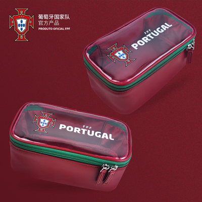 葡萄牙国家队官方商品 欧洲杯超大容量化妆包PU质感经典红绿拼接