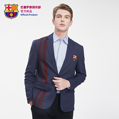 巴塞罗那俱乐部商品 休闲西装外套拼接红蓝复古春秋新款宽松高级