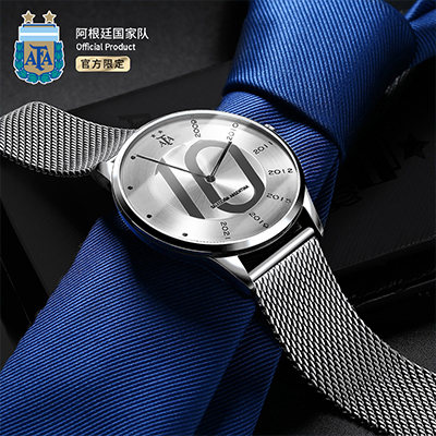 阿根廷国家队官方商品手表 梅西10号金球奖特别款球迷腕表阿根廷队球迷纪念品手表 新款礼物情侣手表