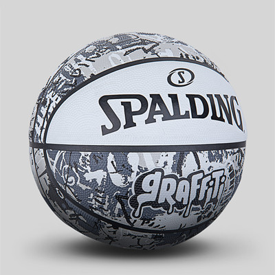 斯伯丁篮球涂鸦黑白潮流橡胶室外篮球花球礼物7号球 84-375Y