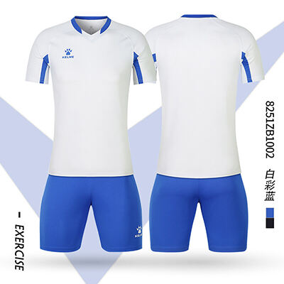 卡尔美足球服套装 KELME卡尔美足球服套装男2021秋季新款比赛训练服短袖运动服 8251ZB1006 白彩蓝
