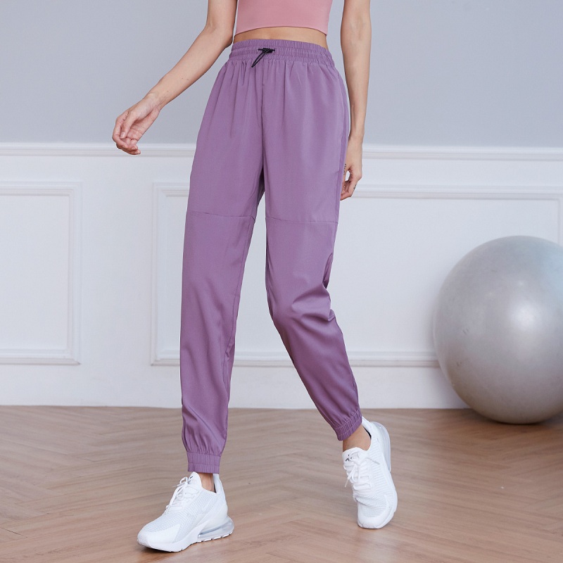 范斯蒂克 女款瑜伽运动裤速干梭织长裤春夏薄款健身透气束脚裤 FBF21516紫色