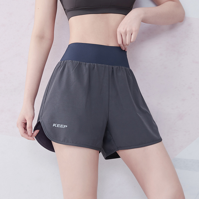 范斯蒂克 女款瑜伽运动短裤宽松显瘦透气夏季晨跑锻炼薄款健身裤FBF21354灰色
