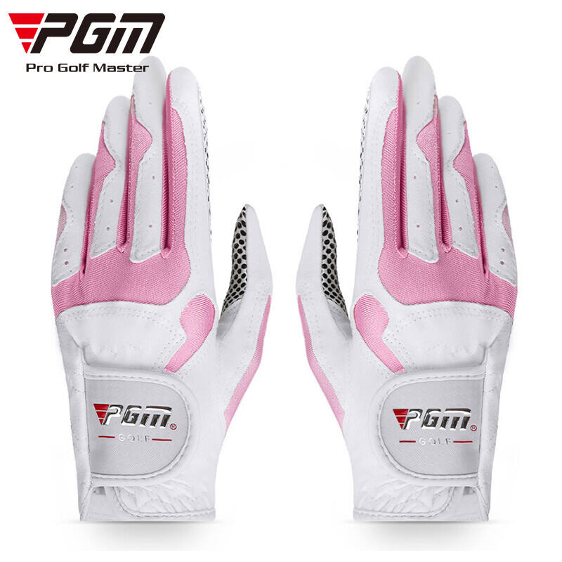 PGM 女士高尔夫手套 超纤布手套 白粉色 ST018