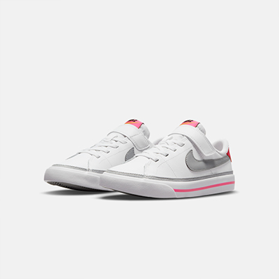 Nike耐克官方COURT LEGACY (PSV)幼童运动童鞋魔术贴小白鞋 DA5381-111 白色/浅烟灰