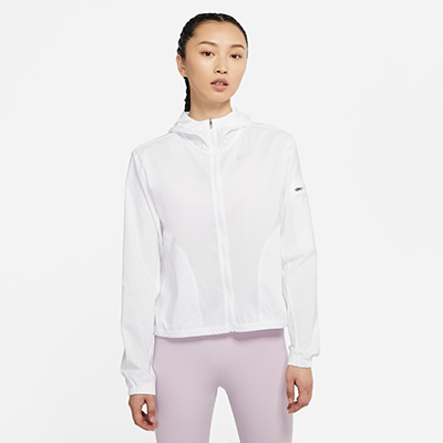 Nike耐克官方女子防晒连帽跑步夹克夏季外套环保梭织反光 DH1991-100 白色