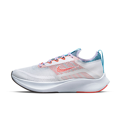 Nike耐克官方ZOOM FLY 4女子全掌碳板竞速跑步鞋夏季透气 CT2401-100 白/橙