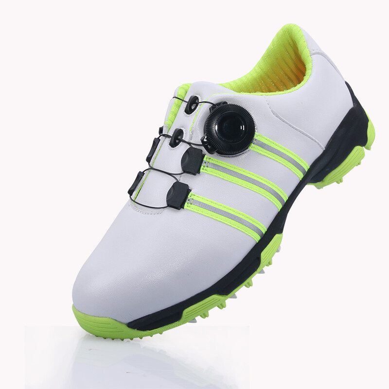 PGM 儿童高尔夫球鞋 男童旋转鞋带扣 白荧光绿 XZ086