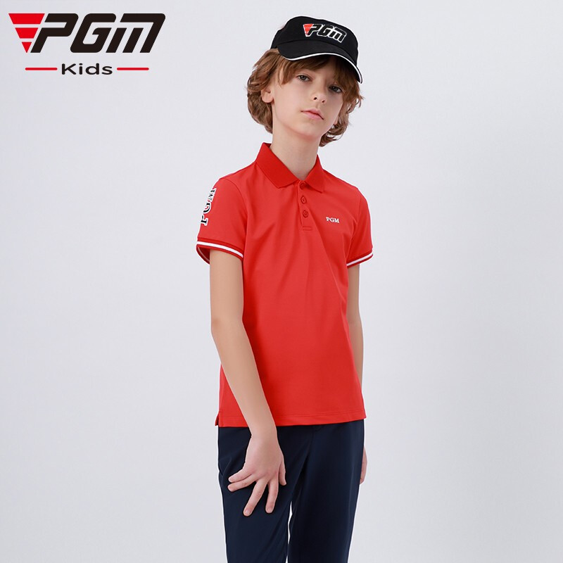 PGM 男童高尔夫衣服 儿童高尔夫短袖 YF404 红色