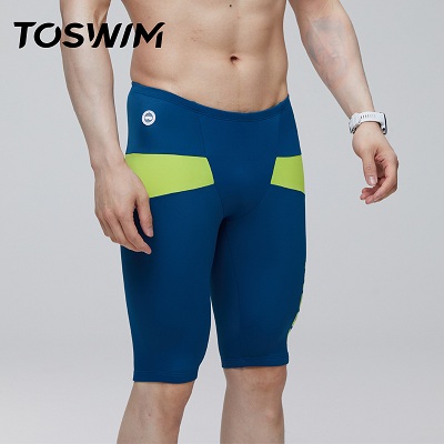 TOSWIM拓胜 男士及膝游泳裤专业游泳训练装备 荧光闪电（TS210550069）