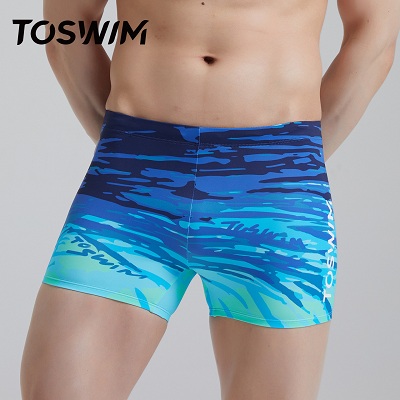 TOSWIM拓胜 男士平角游泳裤专业游泳训练装备 深海光影（TS210550092）