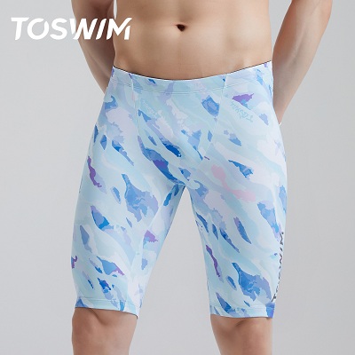 TOSWIM拓胜 男士五分游泳裤专业游泳训练装备 冰雪秘境（TS210550081）