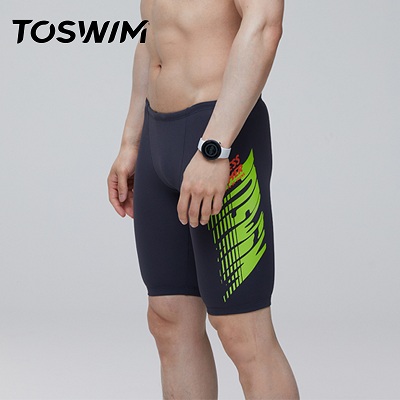 TOSWIM拓胜 男士五分速干游泳裤专业游泳训练装备 绿色活力（TS210550175）