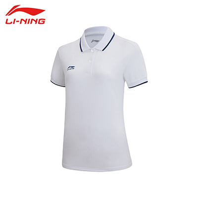 李宁（LI-NING)2022运动时尚舒适透气女子短袖POLO衫 APLS094-1 白色