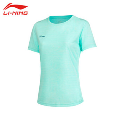 李宁夏季女款团购系列短袖T恤 舒适透气女子短袖T恤 ATSS600-1 浅蓝色
