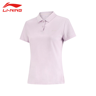 李宁（LI-NING)2022运动时尚舒适透气女子短袖POLO衫 APLS068-2 淡紫