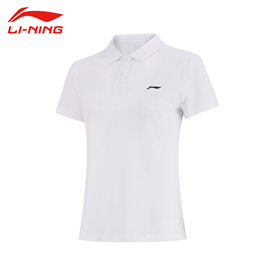李宁（LI-NING)2022运动时尚舒适透气女子短袖POLO衫 APLS068-4 白色