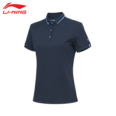 李宁（LI-NING)2022运动时尚舒适透气女子短袖POLO衫 APLR072-3 深蓝