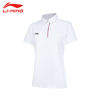 李宁（LI-NING)2022运动时尚舒适透气女子短袖POLO衫 APLS006-1 白色